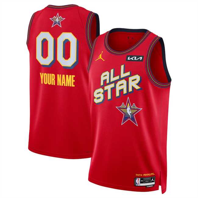 Men%27s 2025 All-Star Active Player Custom Red Stitched Basketball Jersey